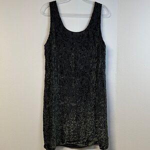 Rickie Freeman for Teri Jon Silk Blend Black w/Green Velvet Burnout Women's 16